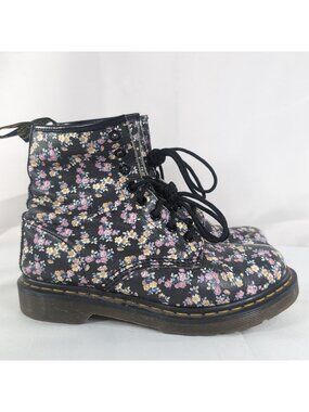 Doc Dr. Martens 1460 W Women's 6 Pascal Floral Leather Boots Black Mini Tydee